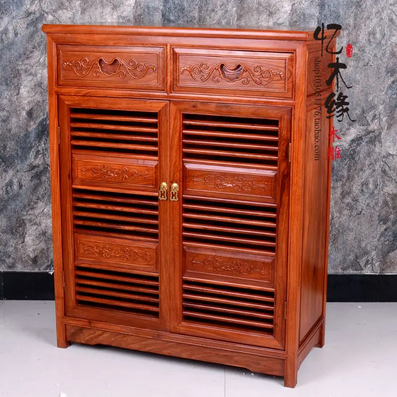 Dongyang mahogany furniture African rosewood wood shoe two Chinese shoe entrance porch ark cabinet cabinet