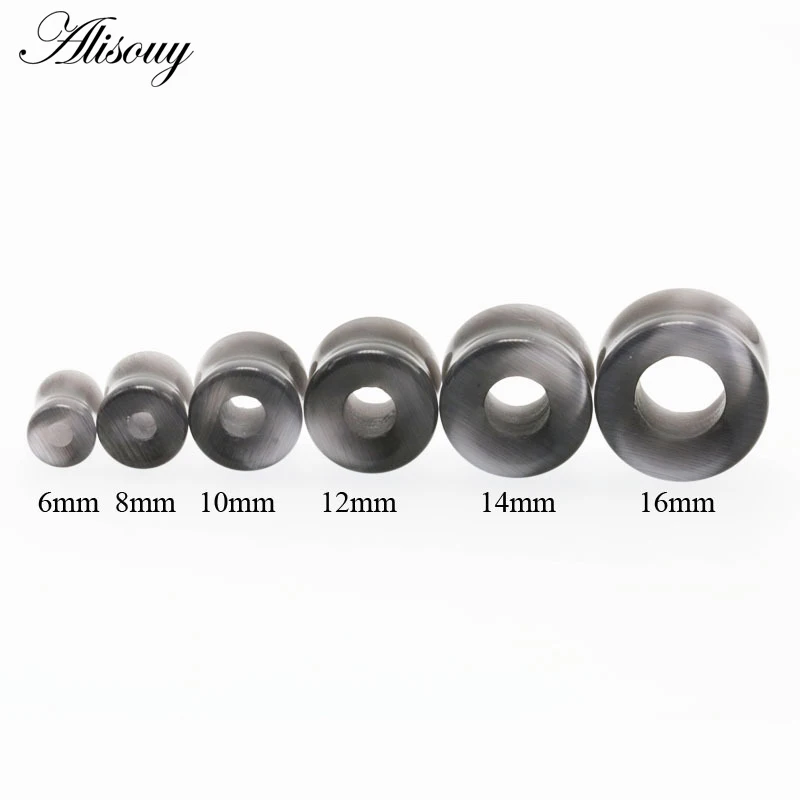 Alisouy 2pcs stone Ear Expander Piercing tunnel nature Stone Ear Plugs Tunnels Gauges 6-16mm ear Expander Body Piercing Jewelry