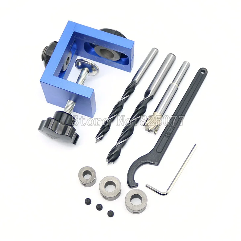 

2021 New Version Woodworking Pocket Hole Locate Punch Jig Kit + Step Drilling Bit Wood Tools Set JF1122