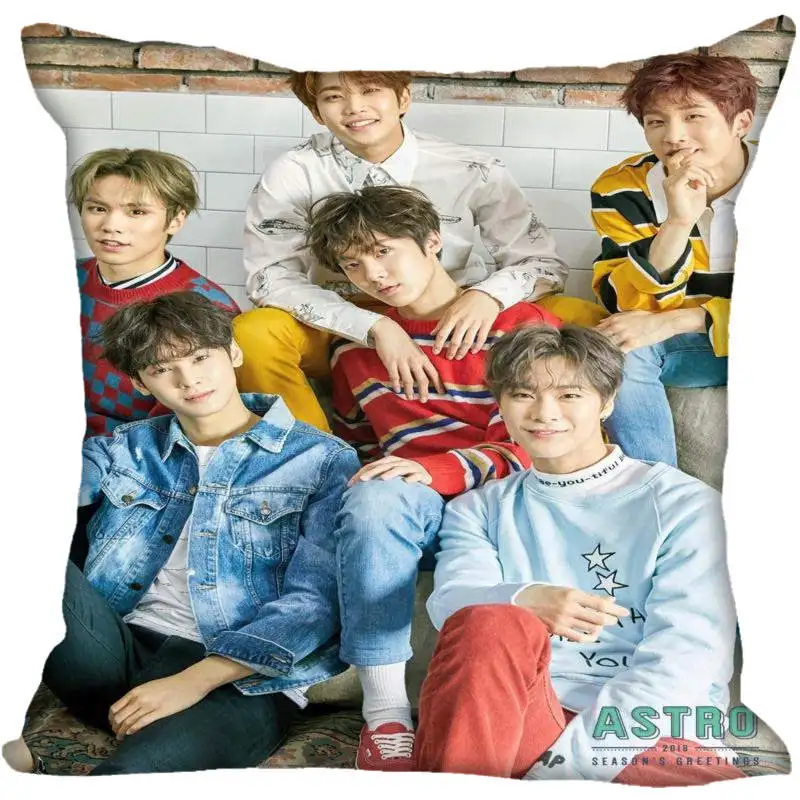 

Fan Xi Hot Custom KPOP ASTRO Printed Silk Square Pillowcase Home Decorative zipper Satin Pillowcases (One Side)