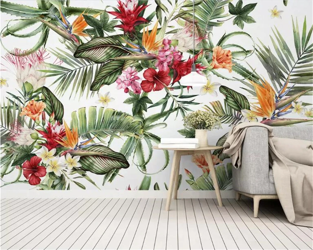 Custom Wallpaper Mural Tropical Rainforest Plant Cactus Flower TV Background wall photo Home Decor Living Room Bedroom Wallpaper