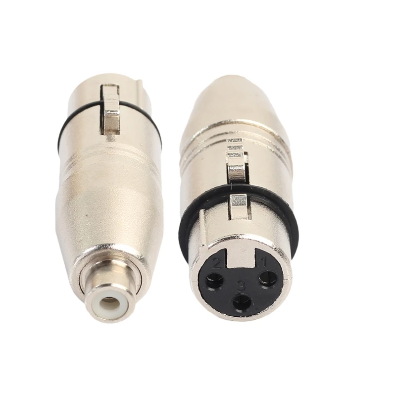 2Pcs/Lot XLR Female To RCA Female Audio Adapter Connector For Microphone Speaker