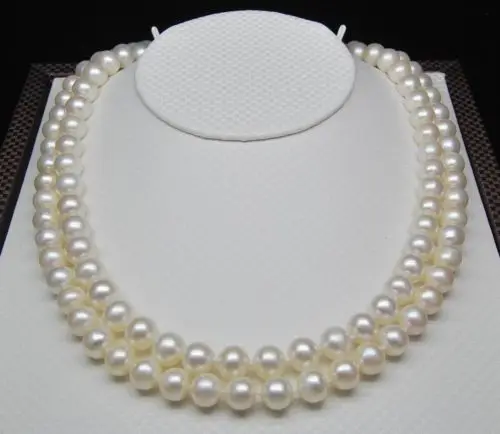 noble women gift 32INCH  GOLD CLASP HHUGE Double strand 8.5-9MM AAA quality pearl necklace