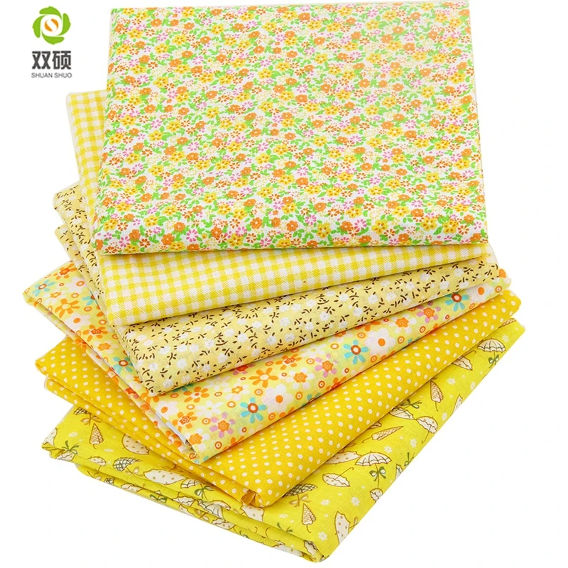 Shuanshuo Thin Cotton Fabric For Patchwork Quilting Fat Fabric Sewing Package Scrapbook Floral Pattern Sewing 6 pcs 50 x50cm