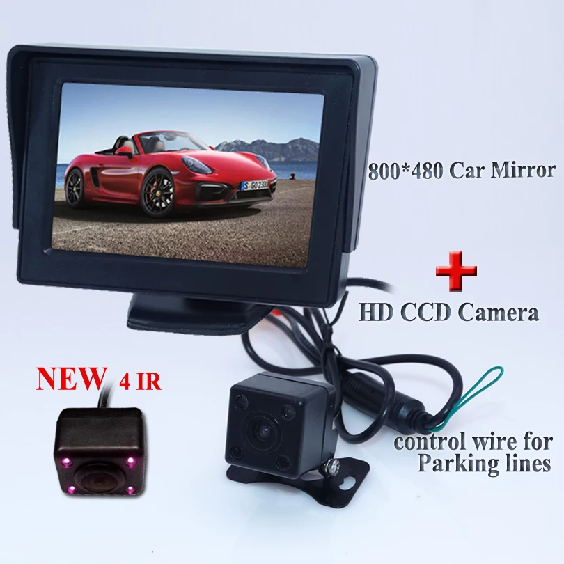 Kit reversing parking assist system contains 4.3 inch car monitor + IR car reversing camera for Maybach for Lincoln and the like