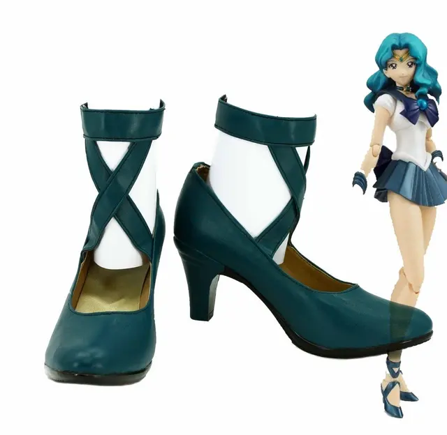 Michiru Kaiou buty Cosplay Sailor Moon Sailor Neptune Michiru Kaioh Cosplay buty zielone buty szpilki spersonalizowane w dowolnym rozmiarze