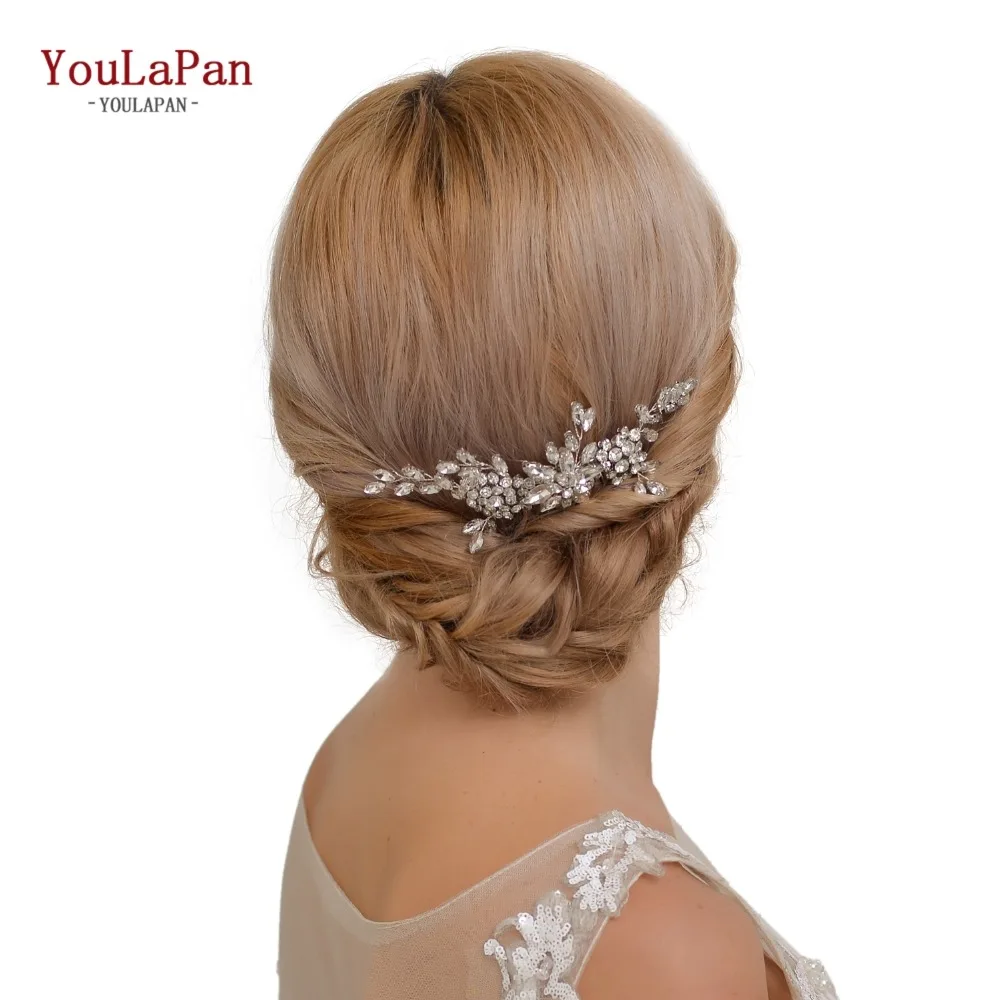 YoulaPan-Handmade Rhinestone Tiara Side Clips, Acessórios De Cabelo, Jóias De Casamento, Pente De Cabelo, HP77