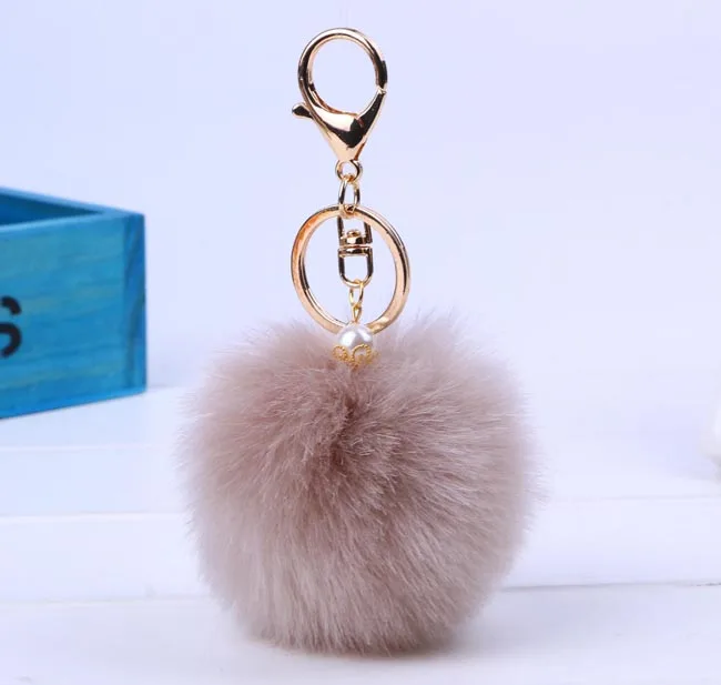 Fur Key chain Cute Car Bag keychain Pom Pom 13 colors 8cm Ball  Bag charm Key Ring Mujer for women gift Jewelry 16001