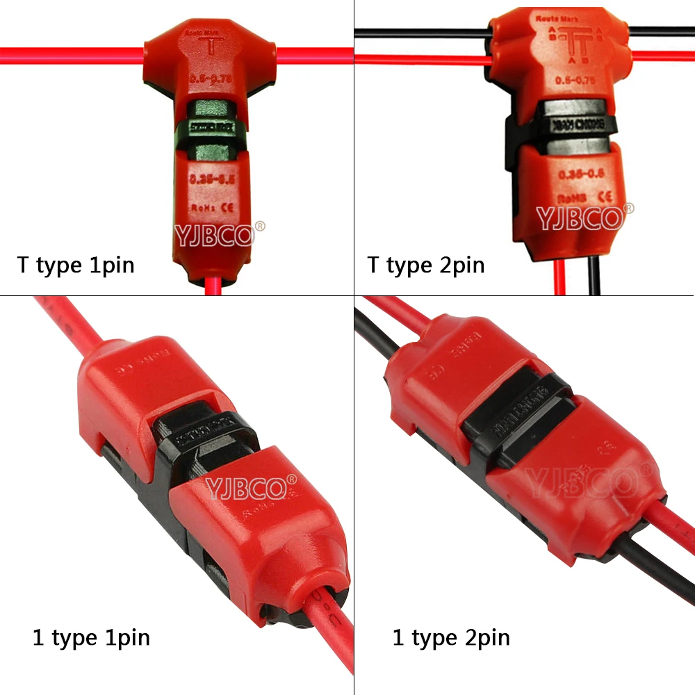 Imagem -03 - Conector de Fio 1pin 2pin Escocês Trava Rápida Conexão tipo h t para Terminais de 418awg Cabe Conjunto Terminais de Crimpagem Áudio Elétrico do Carro 100 Peças