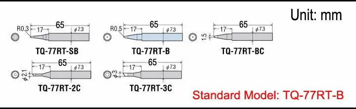 Punta de soldador reemplazable GOOT Original de Japón, Ultra duradera para TQ-77 y TQ-95, 220V-240V, tipo de calor interno, 1 ud.