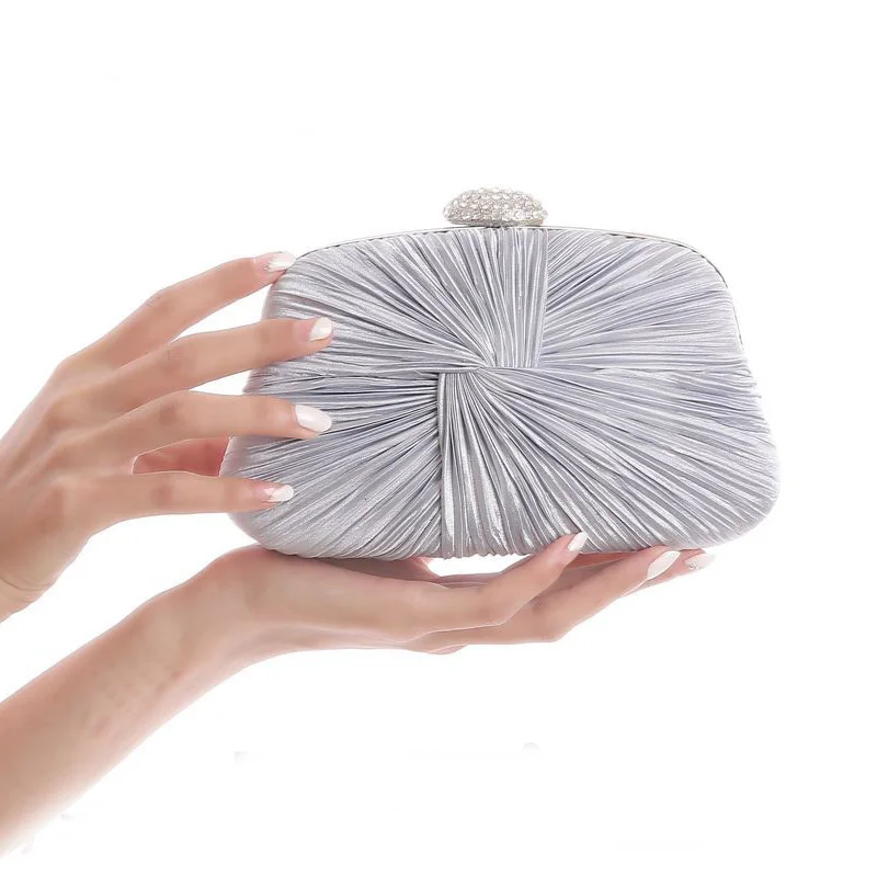 Silver Women\'s Square Party Clutch Wedding Evening Female Hand Bag Clutches Purse Luxury ZD1007