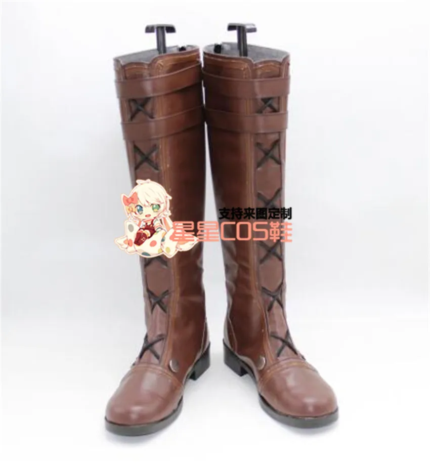 

God Eater Ciel Lu Brown Long Halloween Cosplay Shoes Boots X002