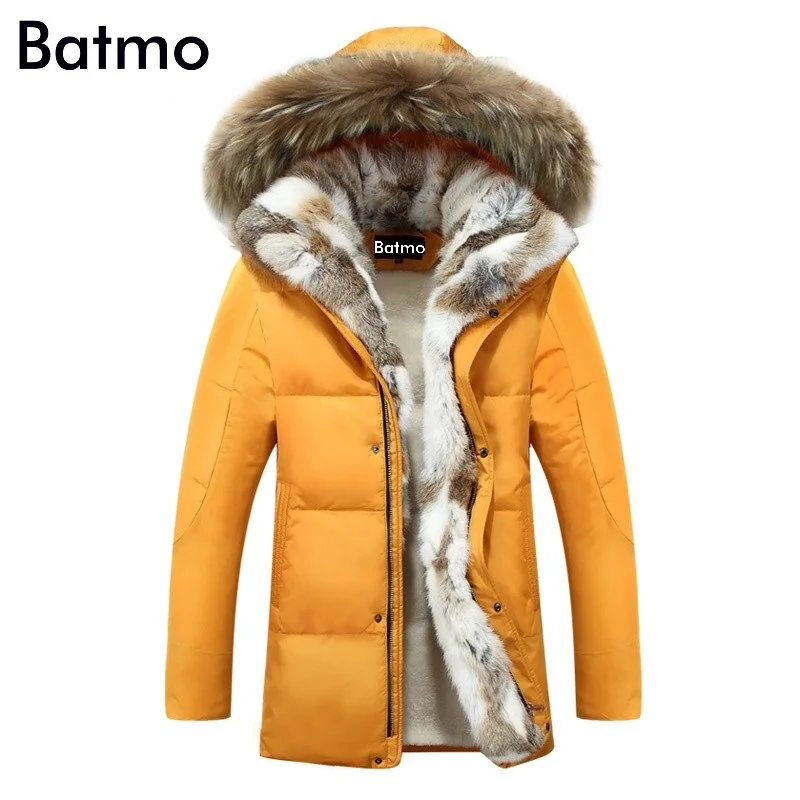 Batmo 2023 winter High Quality duck down jacket men coat parkas thick Liner male Warm Clothes Rabbit fur collar ,PLUS-SIZE 828