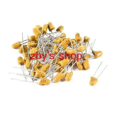 

50 x 3.3uF 35V 2 Terminal 5mm Pitch Radial Tantalum Bead Capacitors Yellow