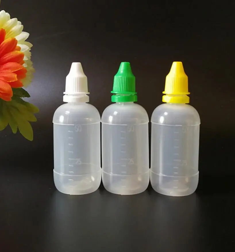 PE Needle Bottle 50ml Plastic Dropper Bottles Child Proof Caps LDPE E Liquid Empty Bottle 1000 pcs/lot