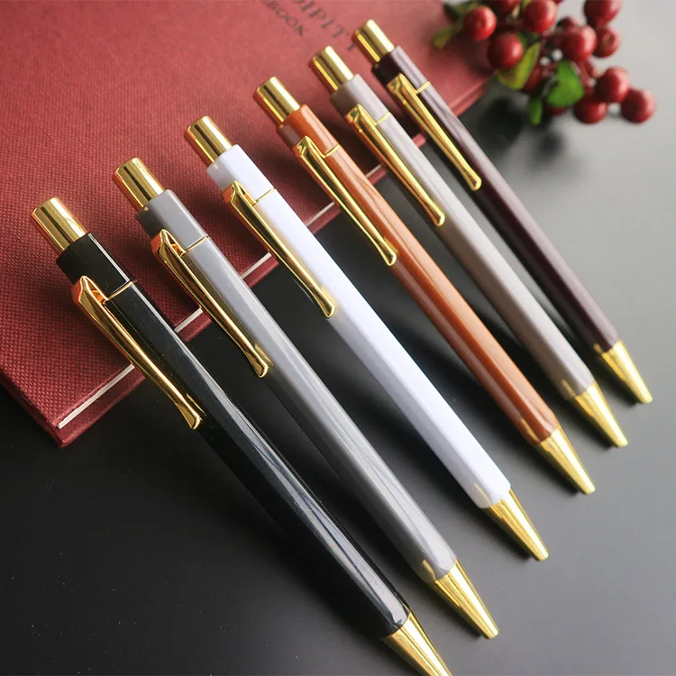 50pcs Fashion Luxury Pen Half Metal Ballpoint Pen Cute Bright Color Rollerball Pen for School Stationery Supplies Office Stuff