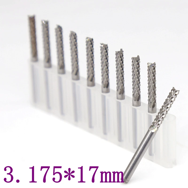 electric router Tungsten carbide extended PCB strawberry cutter 3.175 mm 10PCS CNC engraving wood router Corn milling cutter cnc