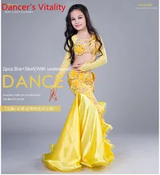 NEW Children Belly Dance Costumes Child Ballroom Dance Performance clothes Long Sleeves Bra+Skirt Girls Dance Suit 2018