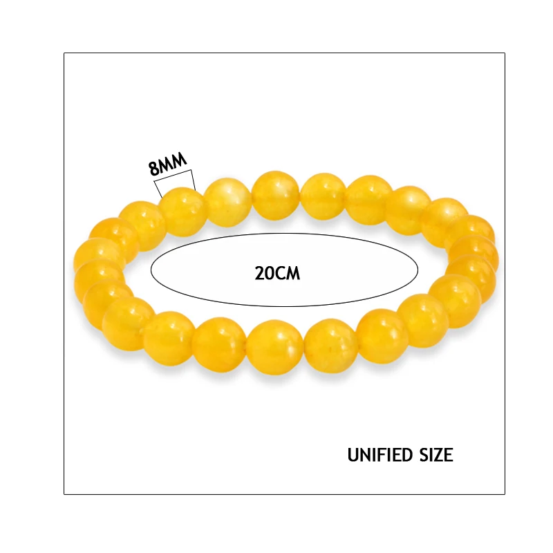 8MM Natural Stone Yellow Beads Female Bracelets for Women Fashion Charms Elastic Round Bead Strand Bracelet Men Jewelry Gifts