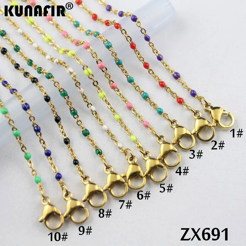 10pcs-100pcs golden color 1.5mm cross chain with colors resin stainless steel necklace women fashion jewelry ZX691DG