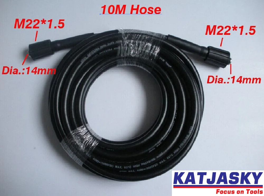 Car washer hose 10m 32.8' 400Bar 5800PSI,two ends are M22*1.5*14mm , high pressure washer hose spray water