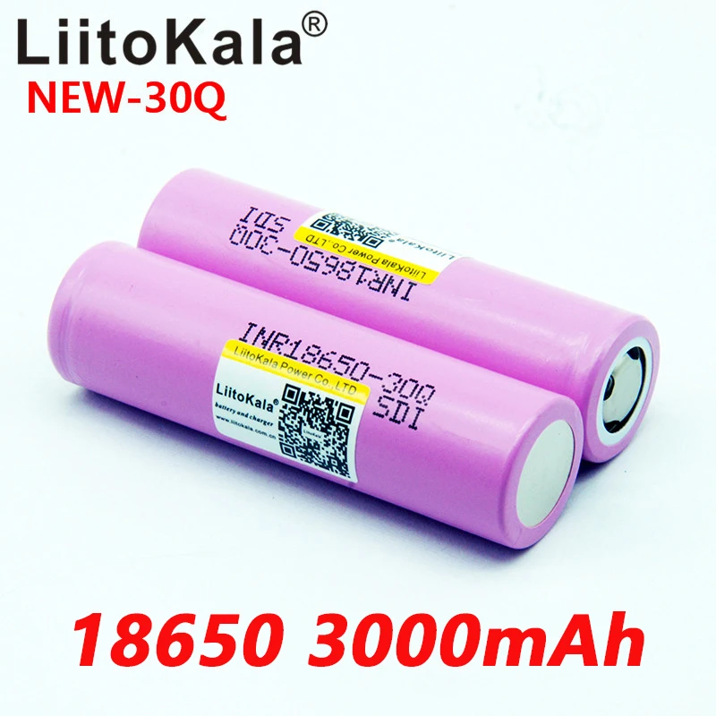 LiitoKala جديد INR18650 30Q 18650 3000mAh بطاريات بطاريّة ليثيوم قابلة لإعادة الشحن