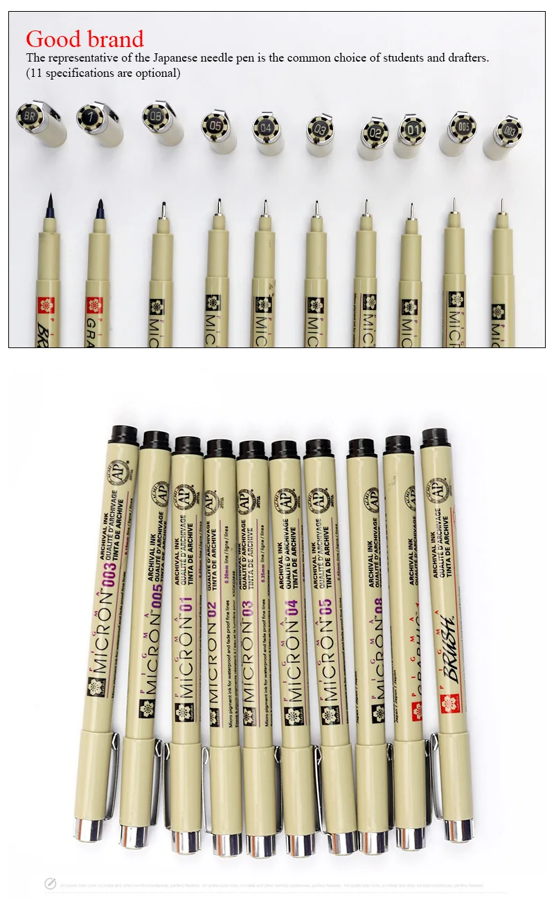 SAKURA Pigma Micron Stift Zeichnung Nadel Stift 003 005 1,0 01 02 03 04 05 08 Pinsel feine Spitze Marker Stift 1 Stück Skizze Malerei Kunst – Detail 6