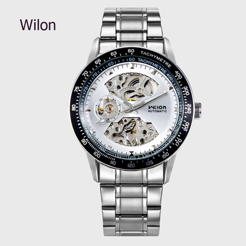 

Good quality Brand CHINO WILON Mechanical Hand Wind Man Gift watches business Stainless steel Hollow Luxury Male Dress Watch