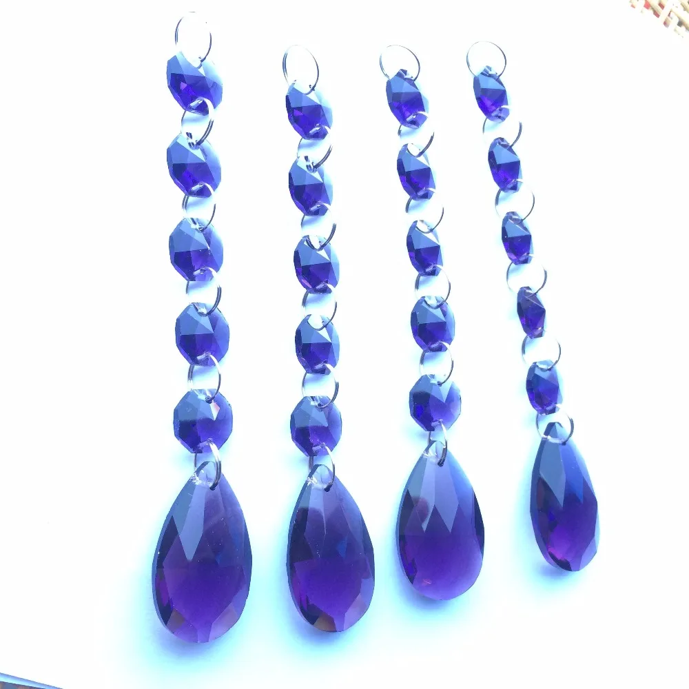 

New Arrival Violet 12pcs Crystal Lamp Pendants (5 Octogon Beads +1 Water Drop) For Chandelier Crystal, Christmas Tree Decoration