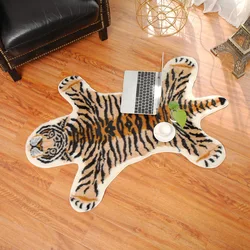 Tiger Printed Rug Cow Leopard Tiger Printed Cowhide Faux Skin Leather Nonslip Antiskid Mat 94x100cm Animal Print Carpet