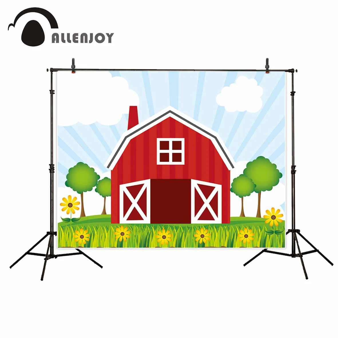 Allenjoy farm birthday party backdrop photophone red barn flower sky children decorations for home photo studio background vinyl