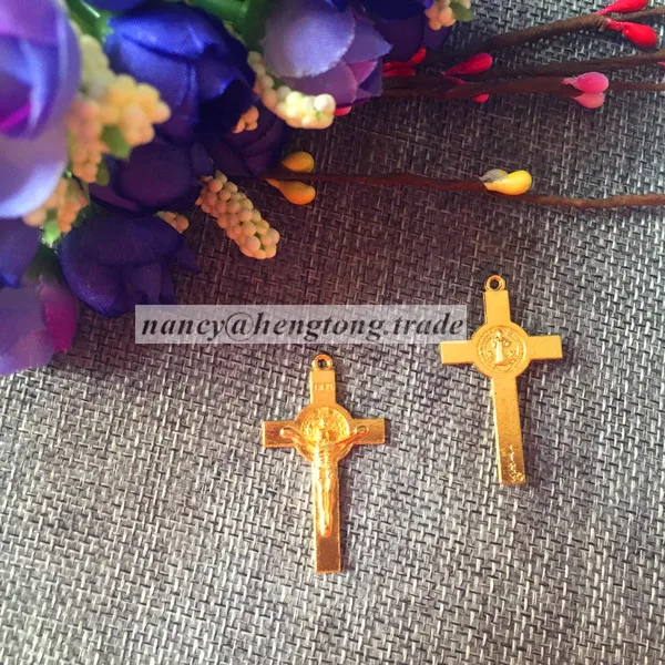 one hole alloy golden rosary cross,rosary crucifix,religious alloy cross,St. Benedict Crucifix,golden cross