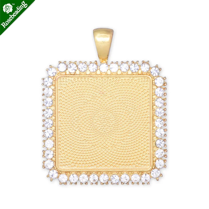 10pcs 20mm square zinc alloy Rhinestone Pendant,Rhinestone Claw Pendant Tray,Pendant Blank Bases