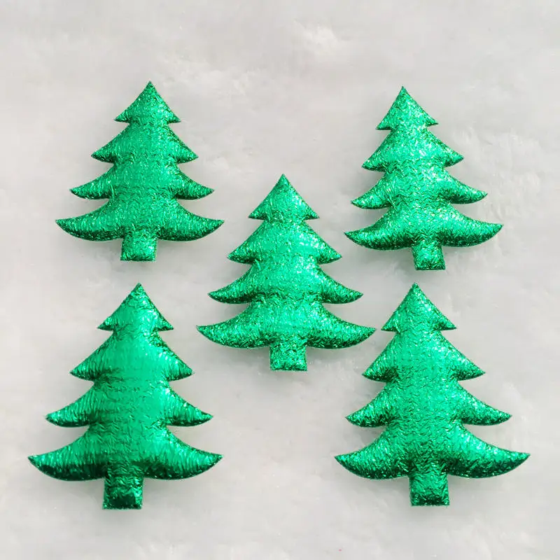 50Pcs Laser Cloth Christmas Tree Appliques DIY Sewing Christmas Decorationfor Clothes Sewing Supplies DIY Craft Ornament -C86