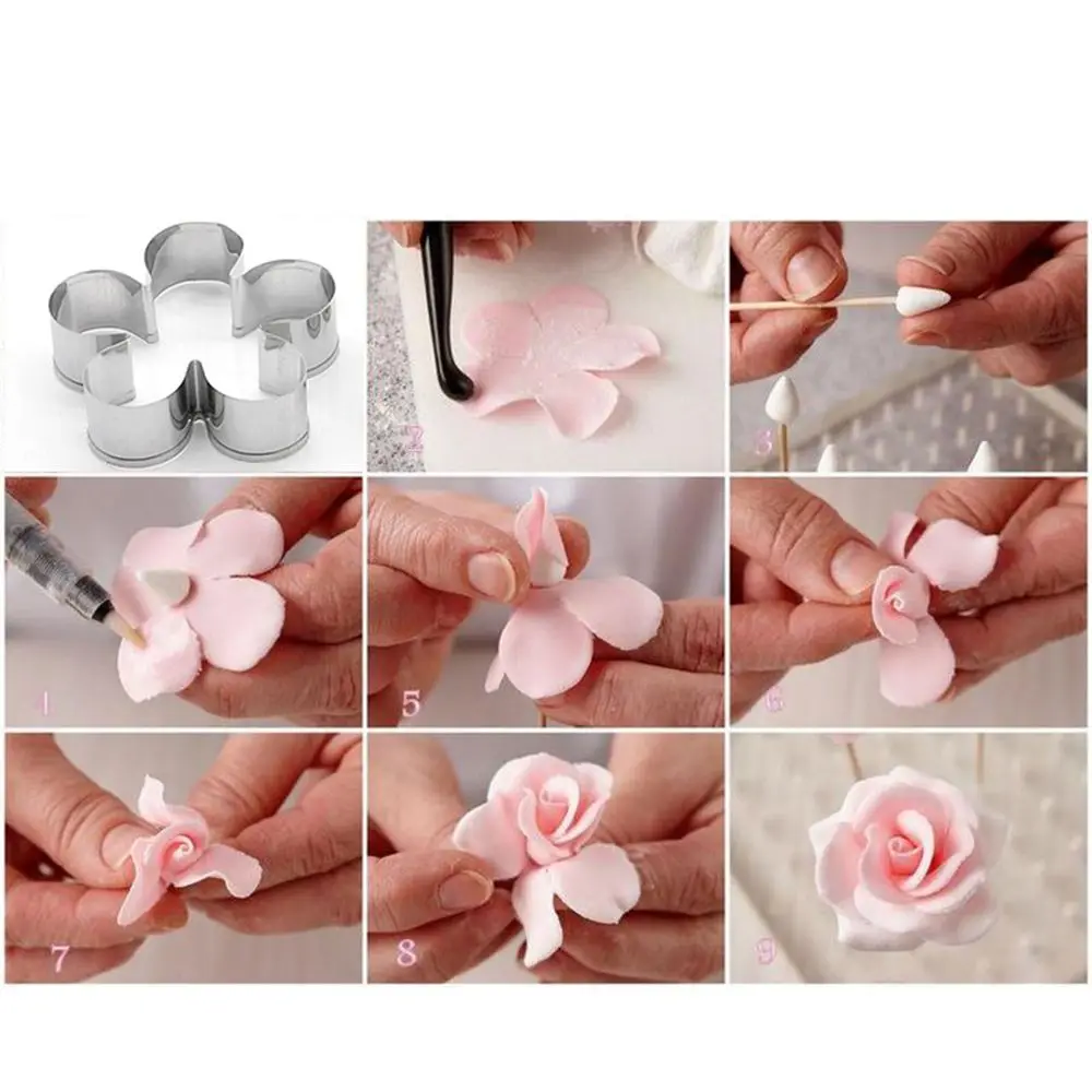 3Pcs/Set Stainless Steel Rose Petal DIY Cookie Biscuit Mould Mold Cutter  Fondant Mold Decorating Biscuit Cake Mould