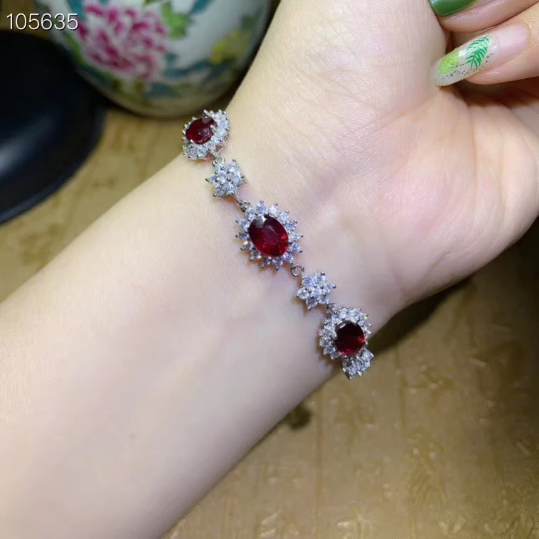 noble exquisite ruby gemstone bracelet beauty fine jewelry 925 sterling silver 6x8mm gem size party ornament girl birthday gift