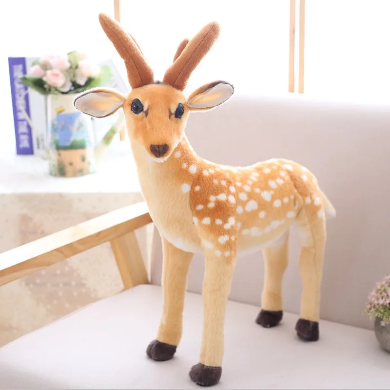 Simulation Kids Stuffed Sika Deer Toys Plush Animal Deer Dolls Children Playmate Kids Birthday Gift Home Decoration