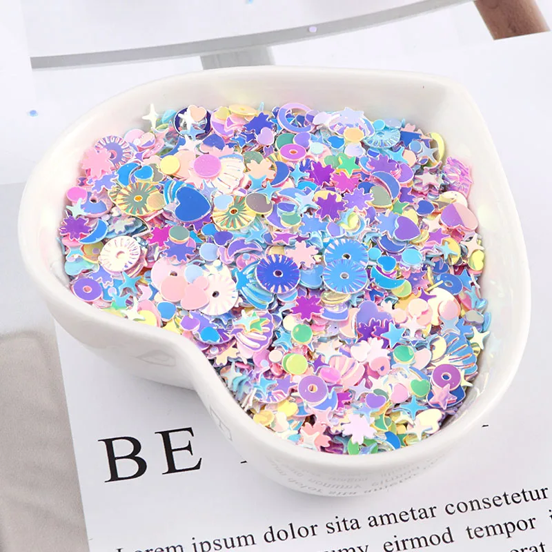 10g/Pack Mix Macaroon Colors Nail Sequins Paillette Flower Heart Moon DIY Craft For Wedding Decoration Slime Fillers Nail Art