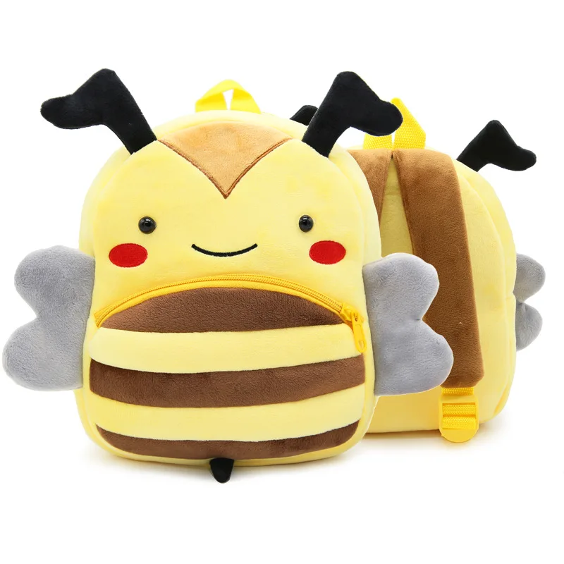 Baby lovely cartoon school bag kids yellow bee design plush backpack boys and girls animal mini cute schoolbag gift