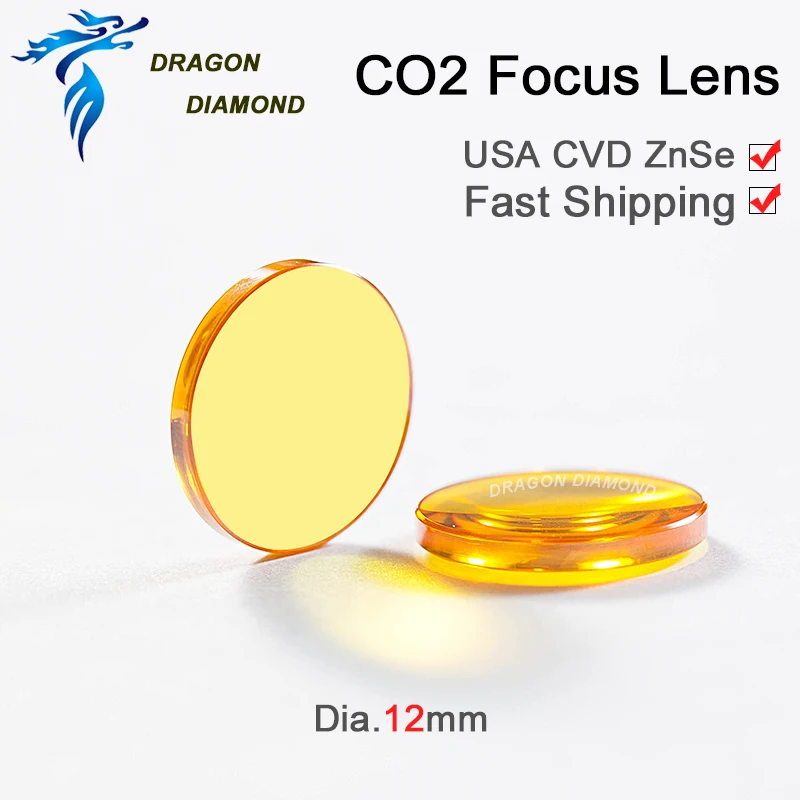 Original USA ZnSe Co2 Laser Lens Dia.12mm Focus Length 38.1 50.8 63.5 76.2 101.6mm For Co2 Laser Cutting Engraving Machine