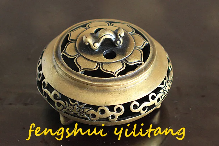 Sub-level Xuan round flower textured bun furnace copper incense burner incense smoke vaporizer copper Shoulu