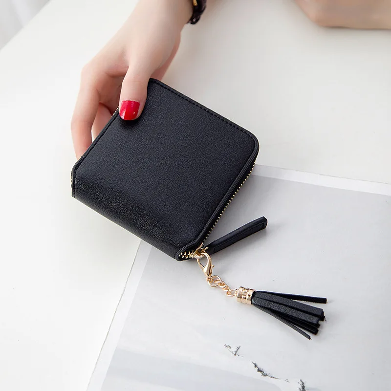 2019 Mini Tassel Wallet Women Fashion Purse Female Short Mini Wallets Korean Students Lovely Purse Female Small Wallet for Women