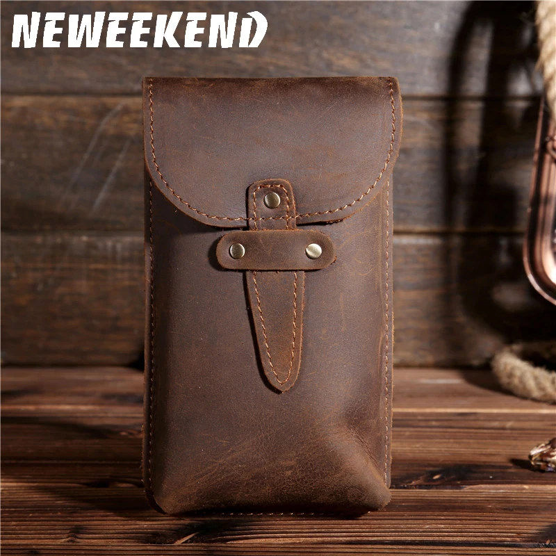 Vintage Men's Genuine Leather Cowhide Waist Bag Hip Bum Belt Loops Purse Wallet Phone Retro Pocket Pouch For Man