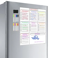 Tableau blanc magnétique pour réfrigérateur, calendrier effaçable à sec, liste de courses, licence de repas familial, tableau Chi, bureau