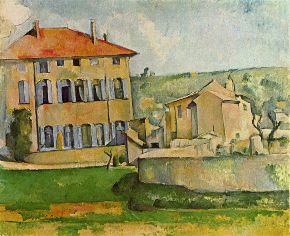 

100% hand made Oil Painting Reproduction on linen canvas, house-and-farm-at-jas-de-bouffan-1887 by paul Cezanne,