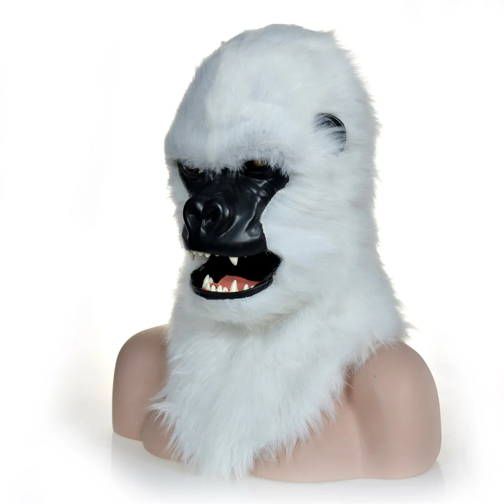 HuiTai White Gorilla Animal Mask with Mouth Mover moving jaw mask talking and singing mask simulation  animal   mask