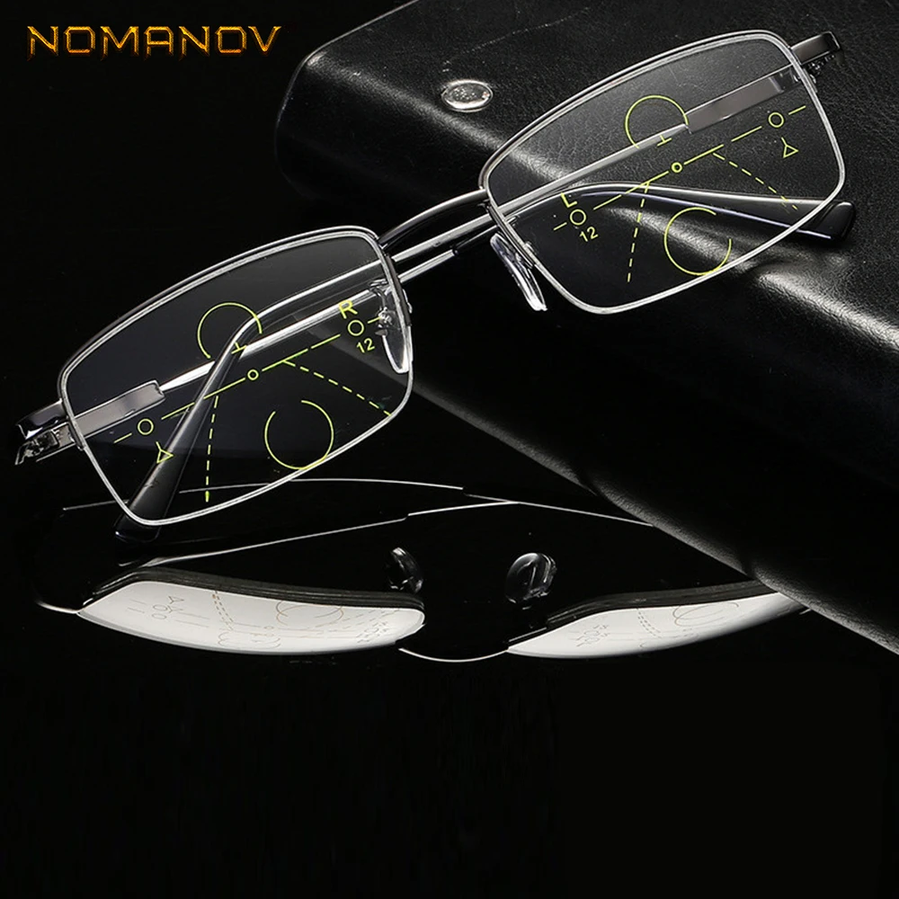 

NOMANOV Anti-blue light Memory frame See Near and Far Men Women Progressive Multifocal Reading Glasses Add 75 to Add 350