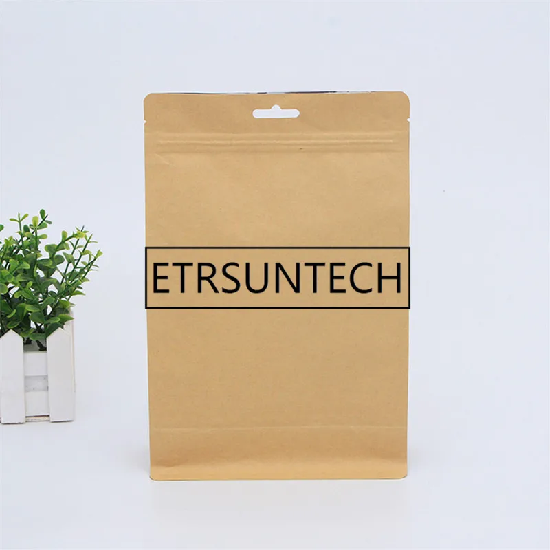 500pcs/lot wholesale Kraft aluminizing pouches,Stand up kraft paper aluminium foil bag Resealable Grip seal Food grade