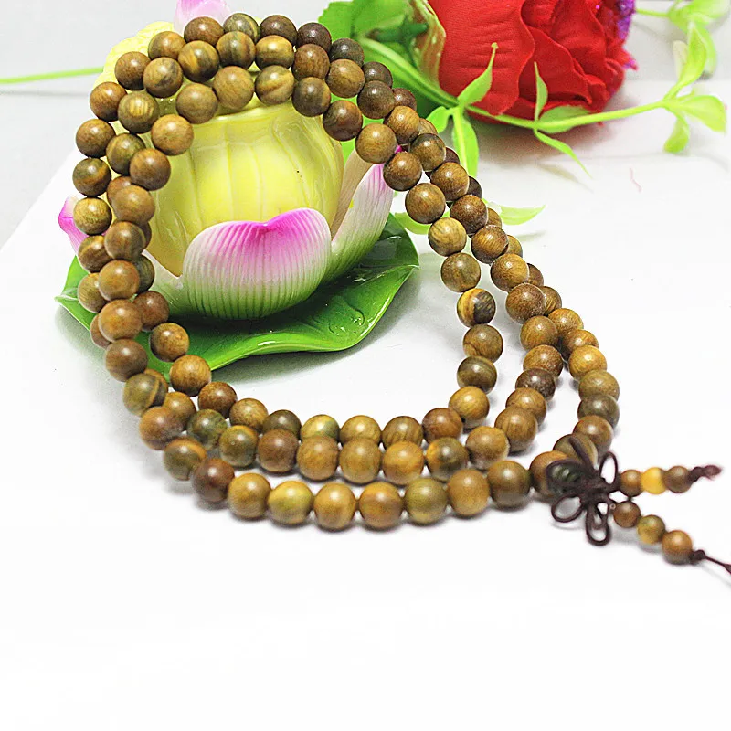 Original Handwork Natural Wood Green Sandalwood Beads Multilayer Bracelets for Women and Men 6mm 108 Buddha Bracelets & Bangle