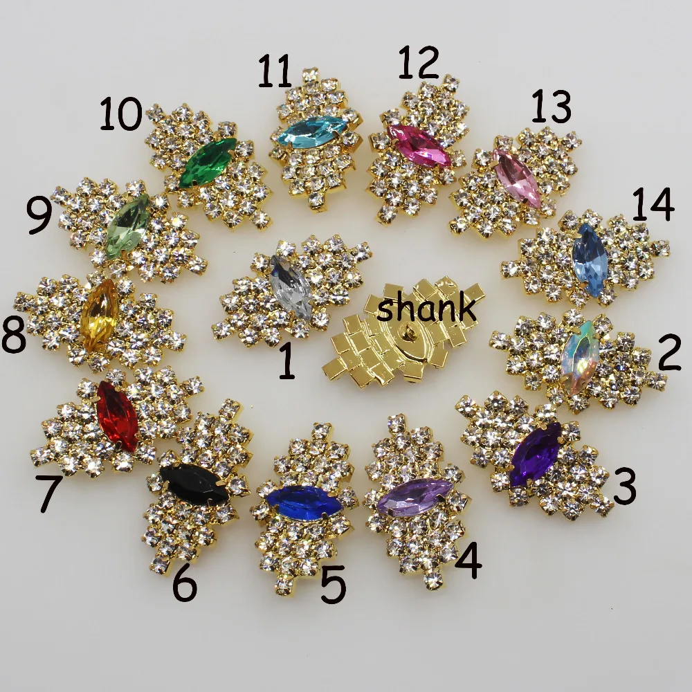 Butterfly Rhinestone Button Shank Crystal Coats Suits Decorative Deduction DIY Crafts Button Gold MixColor Fashion 10Pcs 20*35mm